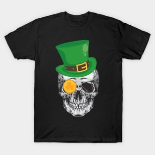 Lucky Coin Irish Leprechaun Skull Saint Patrick's Day T-Shirt